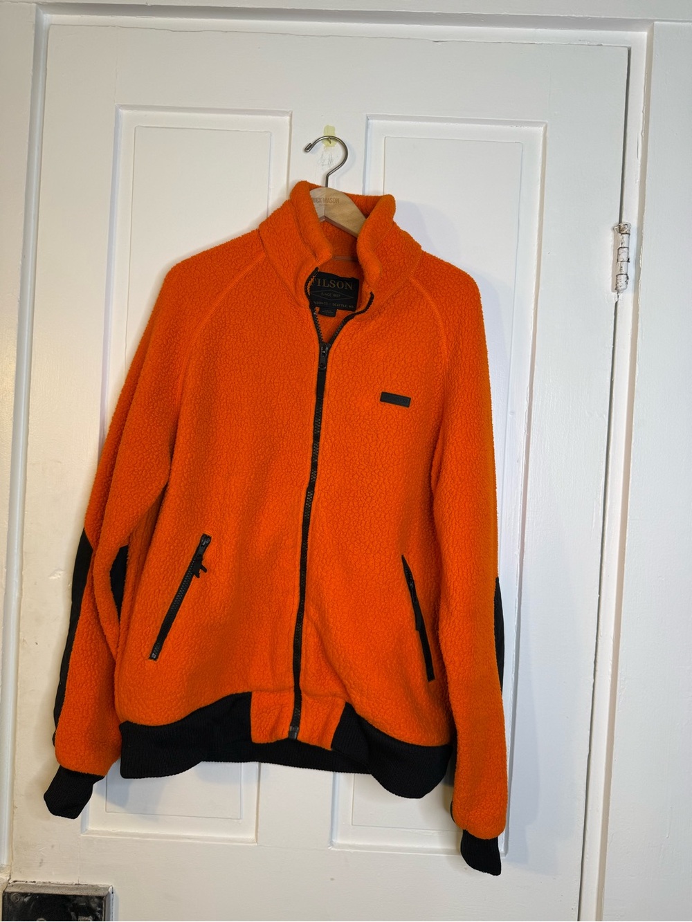 Filson Orange Performance Fleece Jacket with Black Trim